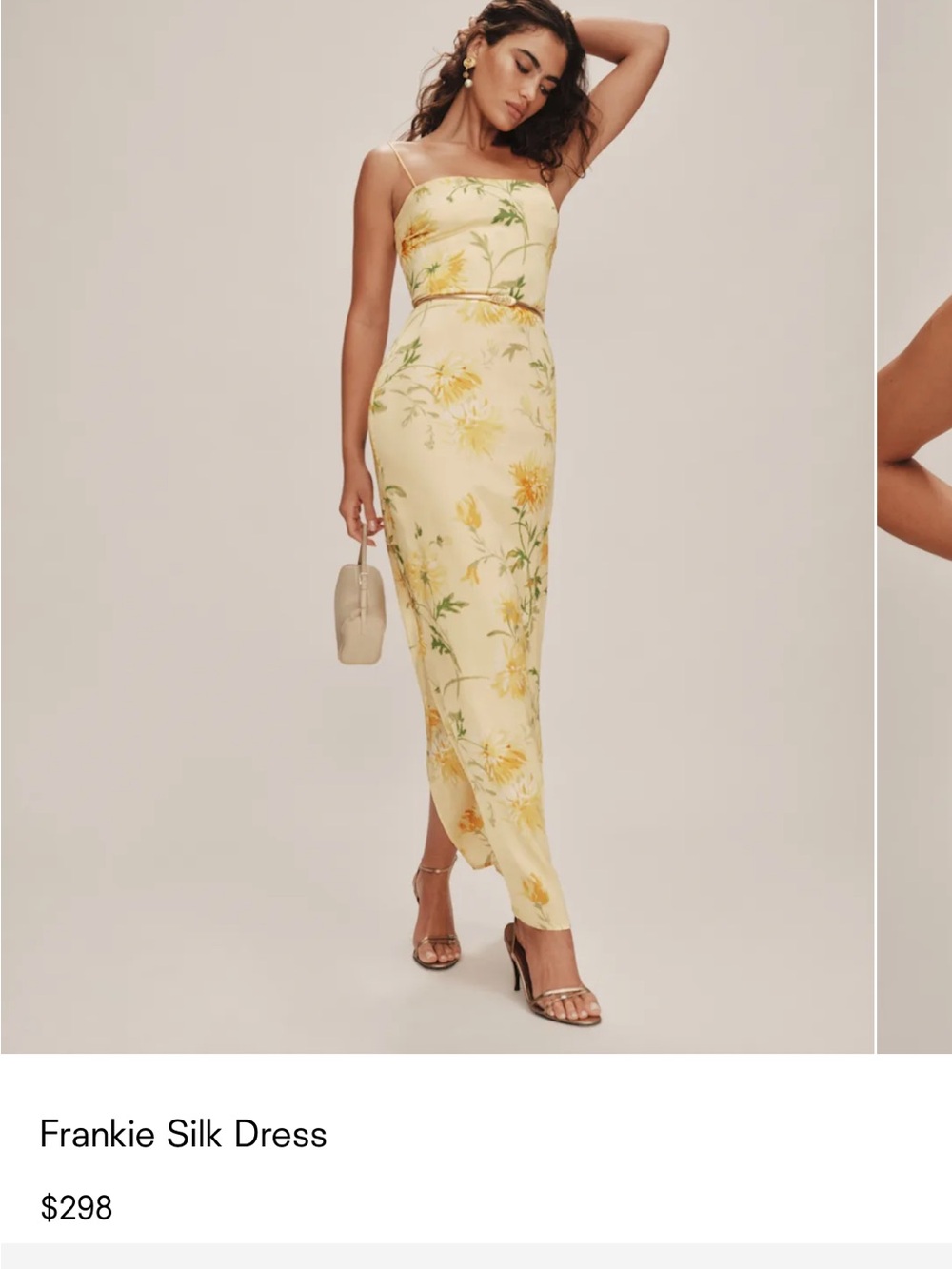 Reformation Frankie Silk Dress in Honeyglow